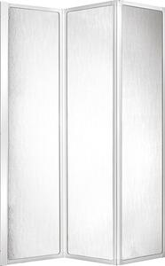 Paravan cadă pliabil, 120x140 cm, 3 elemente, sticlă decor picături, profil alb