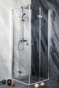 Ușă duș pliabilă Sanotechnik Sanoflex Duet, 95-97x195 cm, sticlă securizată transparentă, profil crom, stânga