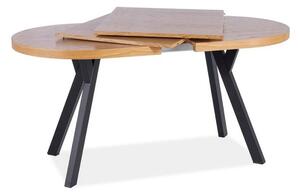 Masa extensibila DOMINGO II, stejar natural/negru, PAL laminat/metal