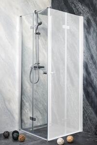 Ușă duș pliabilă Sanotechnik Sanoflex Duet, 75-77x195 cm, sticlă securizată transparentă, profil crom, stânga