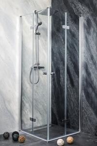 Ușă duș pliabilă Sanotechnik Sanoflex Duet, 95-97x195 cm, sticlă securizată transparentă, profil crom, dreapta