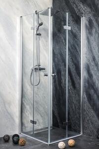 Ușă duș pliabilă Sanotechnik Sanoflex Duet, 85-87x195 cm, sticlă securizată transparentă, profil crom, dreapta