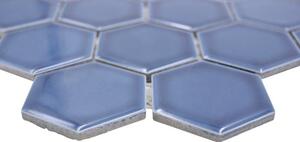 Mozaic HX 530 hexagon albastru verde lucios 32,5x28,1 cm