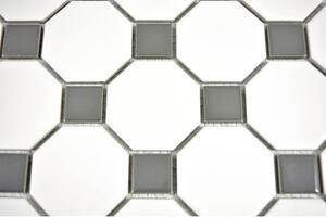 Mozaic OCTAG469 alb mat metal lucios 29,5x29,5 cm