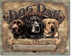 Placă metalică DOG DAY ACRES FRIENDS WELCOMED, (41 x 30 cm)