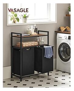 Consola de depozitare Vasagle, 2 cosuri de depozitare, Negru