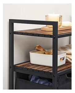 Consola de depozitare Vasagle, 2 cosuri de depozitare, Negru