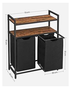 Consola de depozitare Vasagle, 2 cosuri de depozitare, Negru