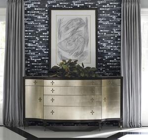 Mozaic sticlă-aluminiu negru lucios 30x34 cm
