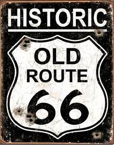 Placă metalică OLD ROUTE 66 - Weathered, (31.5 x 40 cm)