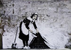 Poster Banksy Street Art - Cleaning Maid, (59 x 42 cm)