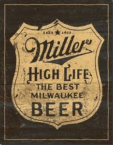 Placă metalică Miller - Vintage Shield, (31 x 42 cm)