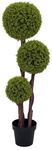 HOMCOM Plantă Artificială de Buxus cu 3 Sfere, Ghiveci Inclus și Bază Întărită, Ø19,5x115 cm, Verde | Aosom Romania