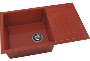 Chiuvetă bucătărie marmură compozită cu o cuvă FAT Avangard 228 80x49 cm, cu picurător, reversibilă, Ruby Red