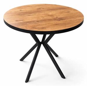 Masa de bucatarie rotunda din MDF, nuc-negru, Homs 80x80x75 cm