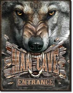 Placă metalică Man Cave Wolf, (30 x 42 cm)