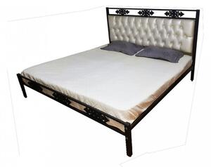 Pat dormitor tapitat , César fier forjat, tapiterie piele ecologica 160x200 cm