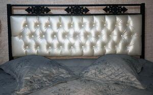Pat dormitor tapitat Alb César, tapiterie piele ecologica 180x200 cm