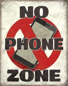 Placă metalică No Phone Zone, (32 x 41 cm)