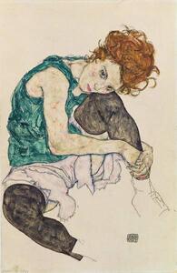 Schiele, Egon - Reproducere Femeie așezată cu genunchii îndoiți, (26.7 x 40 cm)