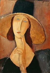 Amedeo Modigliani - Artă imprimată Portrait of Jeanne Hebuterne in a large hat, (26.7 x 40 cm)