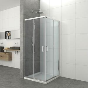 Cabină de duș pătrată Sanotechnik Elite E80SC 80 x 80 x 195 cm sistem Soft Close sticlă transparentă profil crom