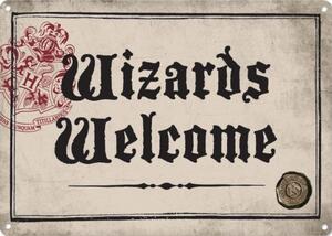 Placă metalică Harry Potter - Wizards Welcome, (21 x 15 cm)