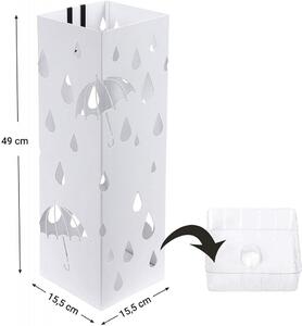 Suport metalic pentru umbrele, 49 x 15,5 x 15,5 cm alb