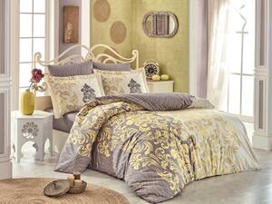 Lenjerie pat 1 persoana poplin pecale, Hobby Home, Mirella - Cappuccino