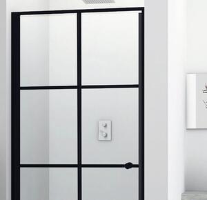 Ușă duș batantă Sanotechnik Sanoflex Brava Decor 70x195 cm sticlă transparentă profil negru