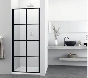 Ușă duș batantă Sanotechnik Sanoflex Brava Decor 70x195 cm sticlă transparentă profil negru