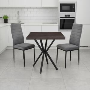 Set Masă fixă Pătrată Artex Wenge cu 2 Scaune Oscar Gri