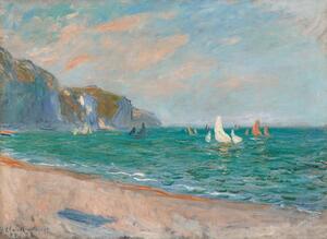 Reproducere Boats Below the Pourville Cliffs; Bateaux Devant les Falaises de Pourville, Monet, Claude