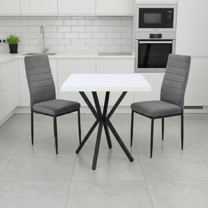 Set Masă fixă Pătrată Artex Albă cu 2 Scaune Oscar Gri