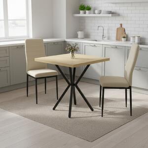 Set Masă fixă Pătrată Artex Stejar cu 2 Scaune Oscar Crem