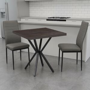 Set Masă fixă Pătrată Artex Wenge cu 2 Scaune Piele Oscar Gri