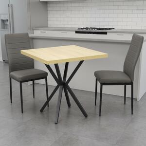 Set Masă fixă Pătrată Artex Stejar cu 2 Scaune Piele Oscar Gri