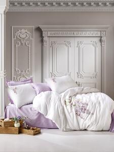 Lenjerie de pat premium satin de lux cu broderie, Cotton Box, Mita liliac