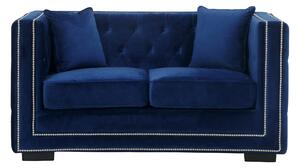 Canapea fixă catifea Chester Dark Blue Royal 2 locuri cu perne