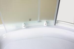 Set cabină de duș semirotundă cu cădiță duș joasă 90x90x195 cm sticlă securizată mată profil alb