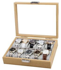 Cutia pentru bijuterii pentru 10 ceasuri, culoare naturala