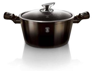 Oala cu capac marmorata 20 cm Shiny Black Berlinger Haus BH 6604