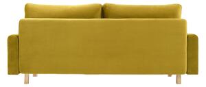 Canapea extensibilă cu spatiu depozitare Naomi catifea mustard