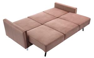 Canapea extensibilă cu spatiu depozitare Sabrina catifea dusty pink