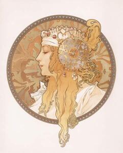 Mucha, Alphonse Marie - Artă imprimată Byzantine head of a blond maiden; Tete byzantine d'une femme blonde, (30 x 40 cm)