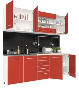 Mobilă de bucătărie Riga, L 200 cm, roșu/alb