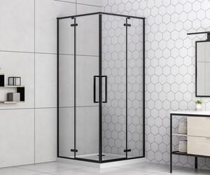Cabină de duș pătrată basano Slimline 90x90 cm sticlă transparentă anticalcar profil negru