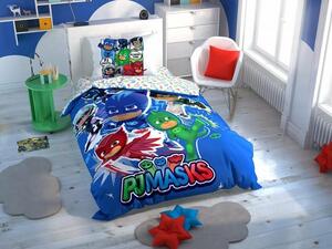 Lenjerie de pat 1 persoana cu elemente fosforescente,TAC Disney 3 piese, Eroi in Pijamale