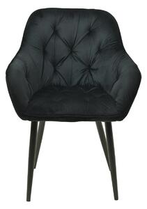 Scaun dining, cadru metalic negru, tapiterie catifea, Negru