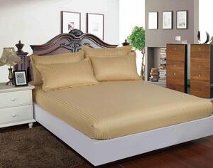 Set husa de pat din damasc+ 2 fete de perna pentru saltea de 140x200cm bej (cappuccino), DHUS7